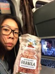 Granola seems to be the tastiest option for train rides.