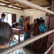 Interviewing the women of Sirthauli in an old multi-purpose building.